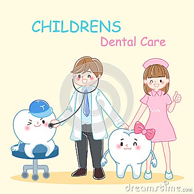 Cartoon dentist with tooth Vector Illustration