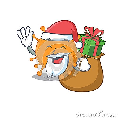 Cartoon design of anaplasma Santa having Christmas gift Vector Illustration