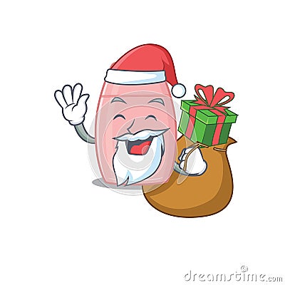 Cartoon design of baby cream Santa having Christmas gift Vector Illustration