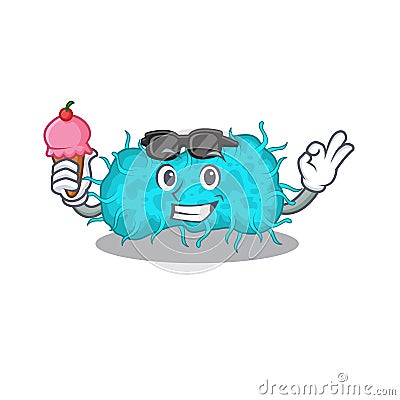 Cartoon design concept of bacteria prokaryote having an ice cream Vector Illustration