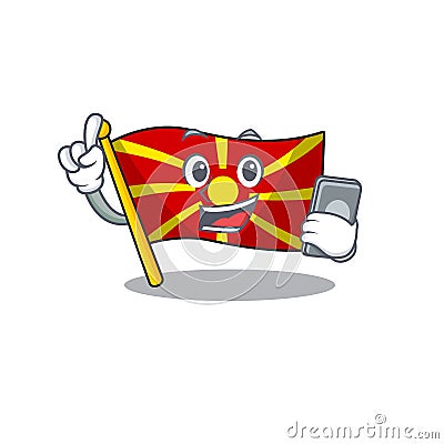 Cartoon design of flag macedonia speaking on a phone Vector Illustration