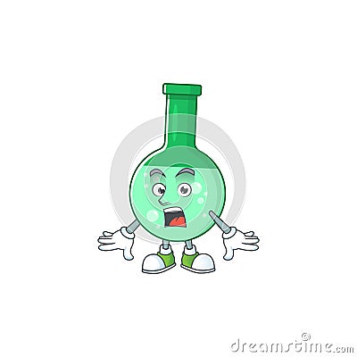 A cartoon design of green chemical bottle showing an amazed gesture Vector Illustration