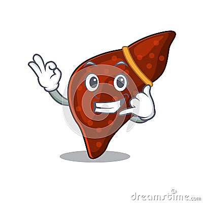 Cartoon design of human cirrhosis liver with call me funny gesture Vector Illustration