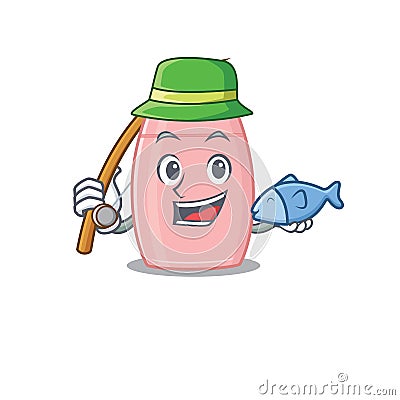 Cartoon design style of baby cream goes to fishing Vector Illustration