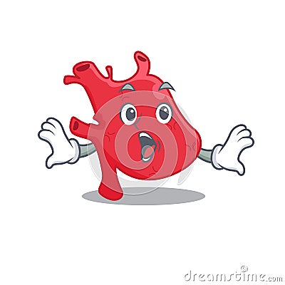 Cartoon design style of heart has a surprised gesture Vector Illustration