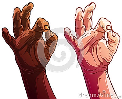 Cartoon white and black human hands vector set Vector Illustration