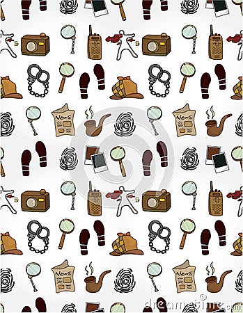 Cartoon detective equipment seamless pattern Vector Illustration