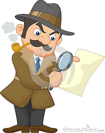 Cartoon Detective Man Vector Illustration