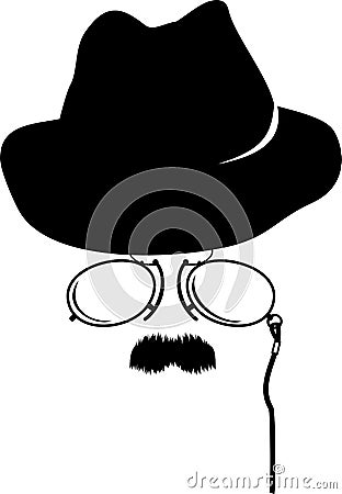 Cartoon detective retro accessories Vector Illustration