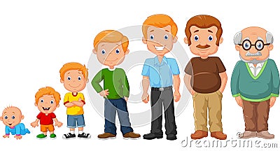 Cartoon development stages of man Vector Illustration