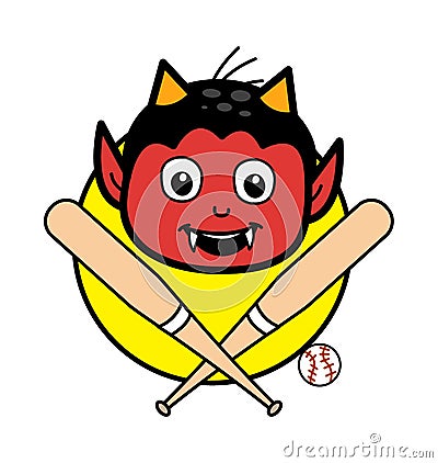 Cartoon Devil Baseball Mascot Stock Photo