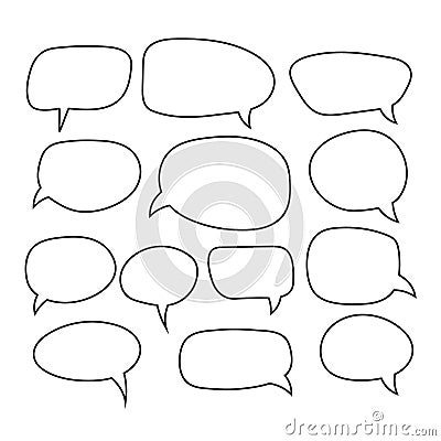 Cartoon dialogs cloud line vector, thinking cloud icon, doodle image Vector Illustration