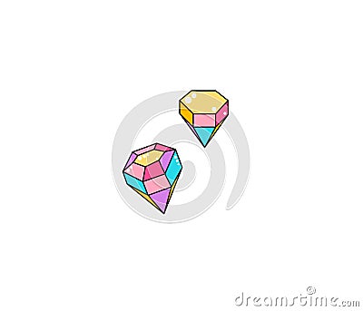 Cartoon diamond vector background. Cool patch illustration Vector Illustration