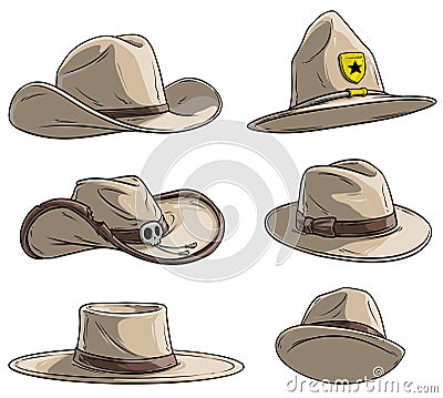 Cartoon different caps and hats vector icon set Vector Illustration