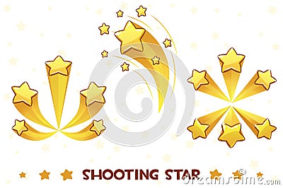 Cartoon different shooting golden stars Vector Illustration