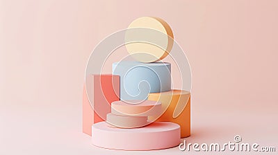 Cartoon digital 3D icon of diagrams and graphics, pastel colors, soft shapes, financial chart template. Generative AI Stock Photo