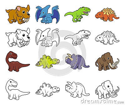 Cartoon Dinosaur Illustrations Vector Illustration