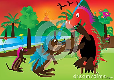 Dinosaur Playing_eps Vector Illustration