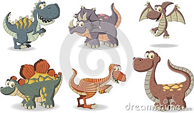 Cartoon dinosaurs. Vector Illustration