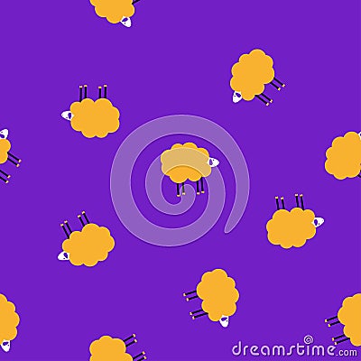 Cartoon disco sheep vector lilac pattern Vector Illustration