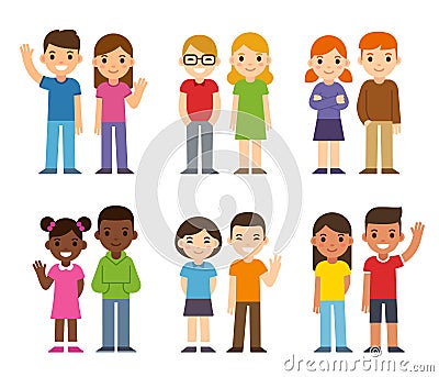 Cartoon diverse children Vector Illustration