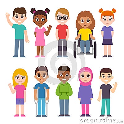 Cartoon diverse children set Vector Illustration