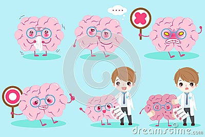 Cartoon doctor with brain Vector Illustration