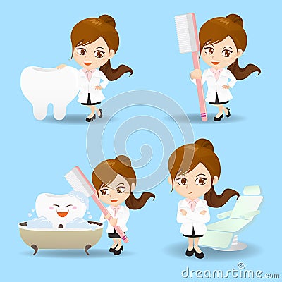Cartoon doctor dentist woman Vector Illustration