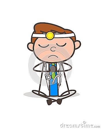 Cartoon Doctor Doing Concentration Vector Illustration Stock Photo