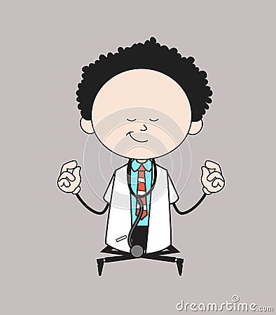Cartoon Doctor - Doing Meditation Stock Photo