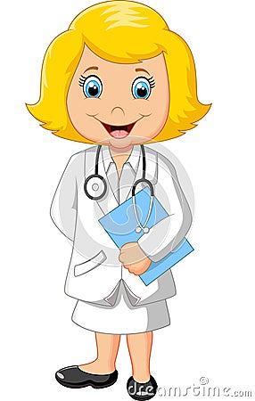 Cartoon a doctor holding blank sign Vector Illustration