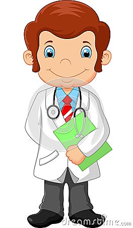 Cartoon doctor holding blank sign Vector Illustration