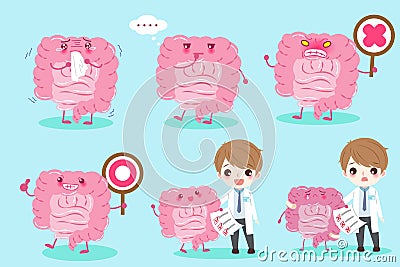 Cartoon doctor with intestine Vector Illustration