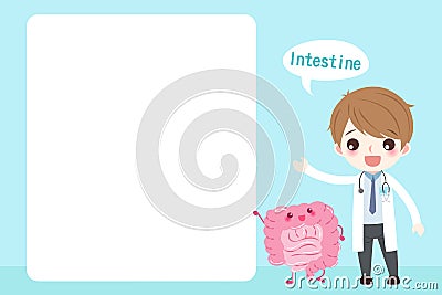 Cartoon doctor with intestine Vector Illustration