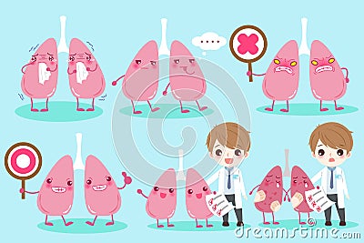 Cartoon doctor with lung Vector Illustration