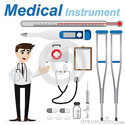Cartoon doctor with medical instrument Vector Illustration