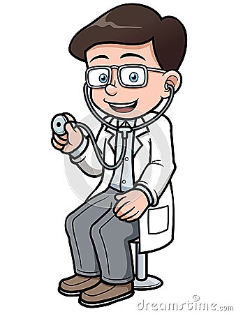 Cartoon doctor with Stethoscope Vector Illustration