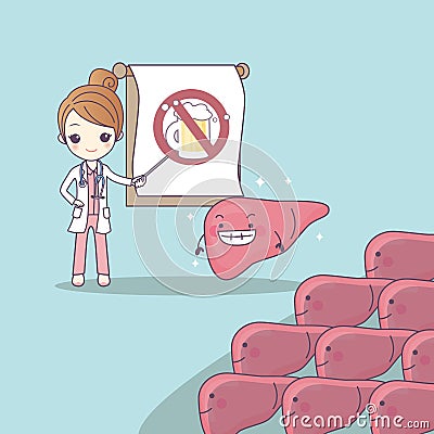 Cartoon doctor teach liver Vector Illustration