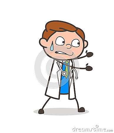 Cartoon Doctor Trying to Pull Vector Illustration Stock Photo