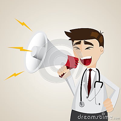 Cartoon doctor using megaphone Vector Illustration