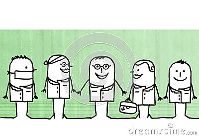 Cartoon doctors and scientists team Cartoon Illustration