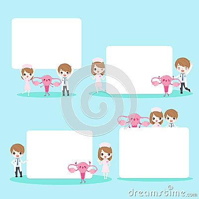 Cartoon doctors with womb Stock Photo