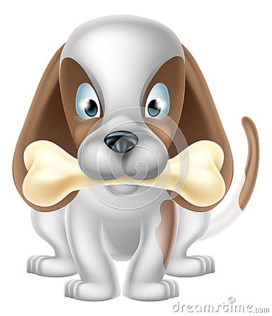 Cartoon Dog and Bone Vector Illustration