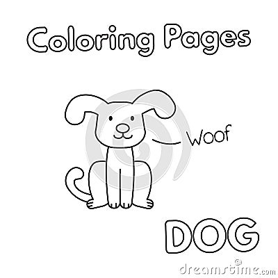 Cartoon Dog Coloring Book Vector Illustration