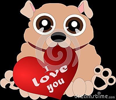 Cartoon dog with heart 3 Stock Photo