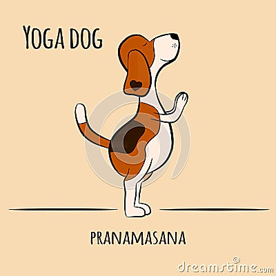 Cartoon dog shows yoga pose pranamasana Vector Illustration