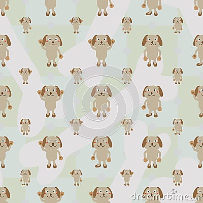 Cartoon dog symmetry bone seamless pattern Vector Illustration