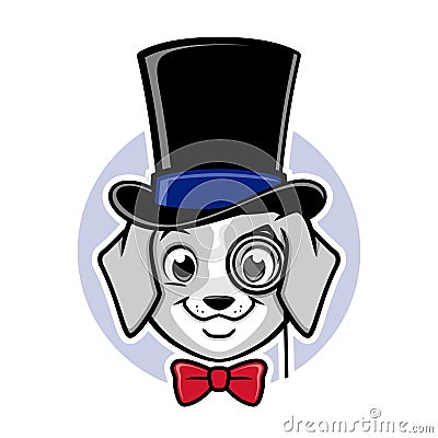 Cartoon Dog Top Hat Vector Illustration