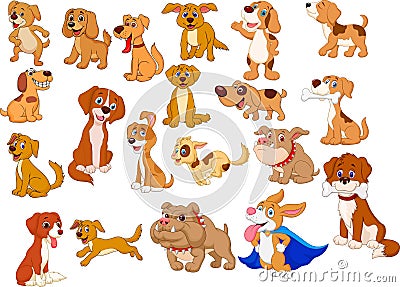 Cartoon dogs collection Vector Illustration