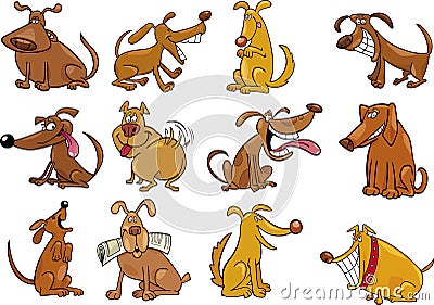 Cartoon dogs set Vector Illustration